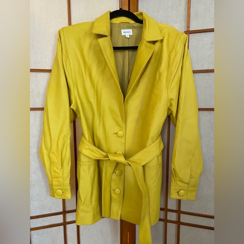 Song of style limited yellow leather jacket - small - NWOT